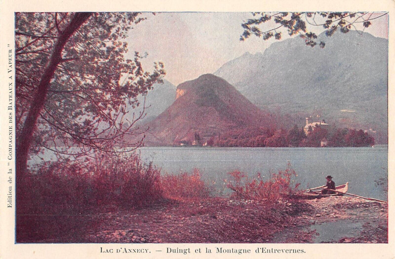Carte postale ancienne Lac D'Annecy Duingt Et La Montagne D'Entrevernes à Annecy