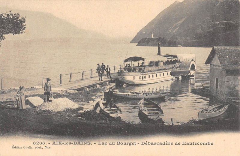Carte postale ancienne Aix Les Bains Lac Du Bourget Debarcadere De Hautecombe à Aix-les-Bains