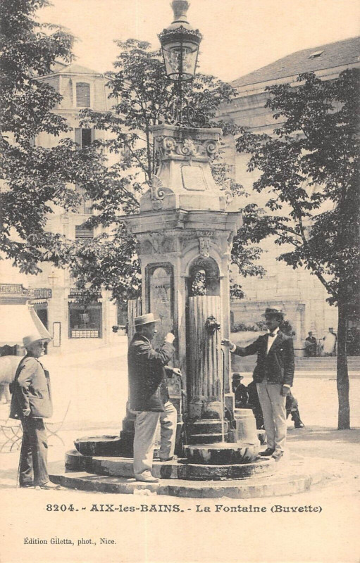 Carte postale ancienne Aix Les Bains La Fontaine Buvette à Aix-les-Bains