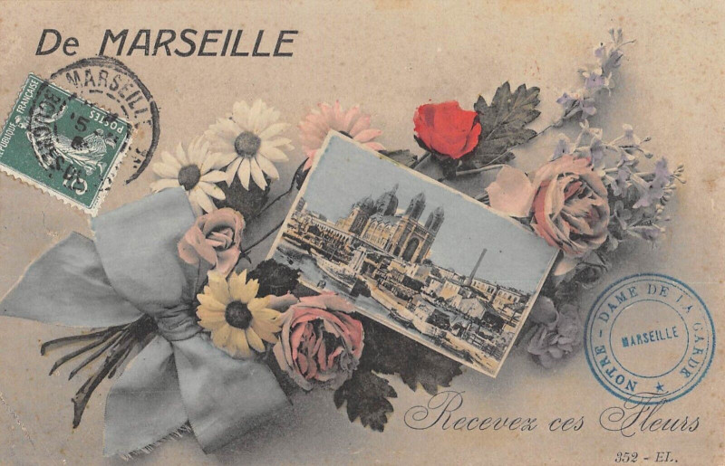 Carte postale ancienne De Marseille Recevez Ces Fleurs à Marseille