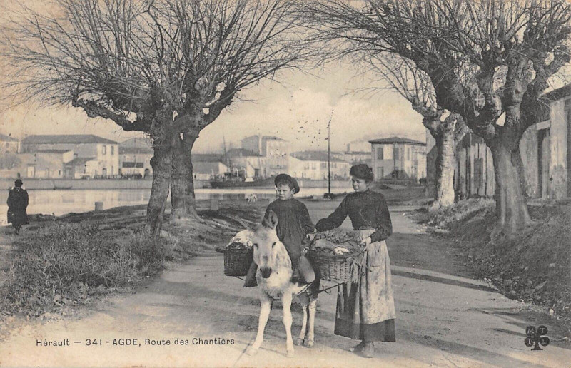 Carte postale ancienne Agde Route Des Chantiers à Agde