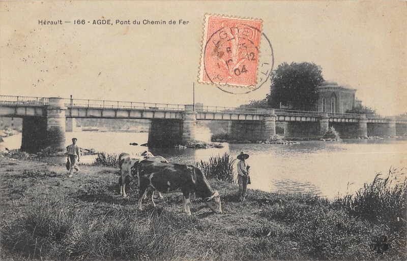 Carte postale ancienne Agde Pont Du Chemin De Fer à Agde