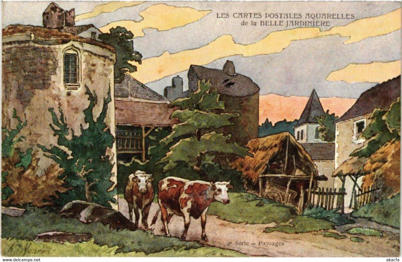 Carte postale ancienne Paris 1e Cartes Postales Aquarelles de la Belle Jardniere Paysages à Paris 1er