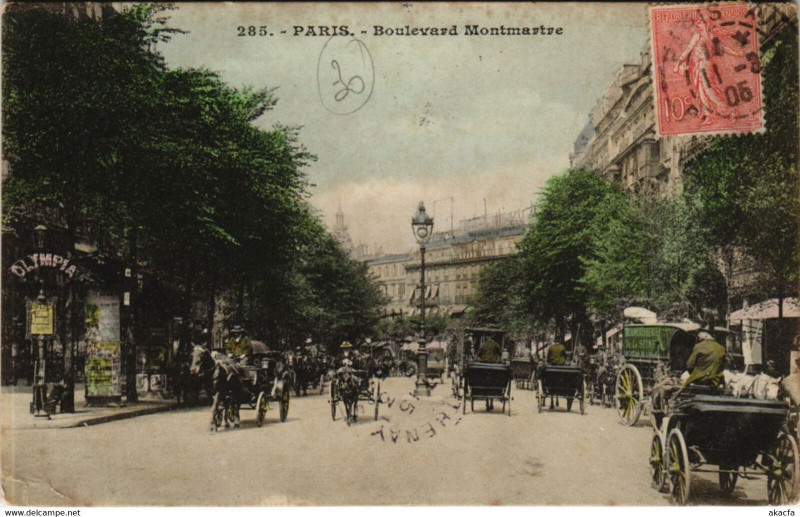 Carte postale ancienne Paris 1e - Boulevard Montmartre à Paris 1er