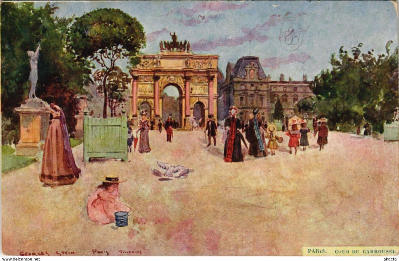 Carte postale ancienne Paris 1e - Cour de Carrousel à Paris 1er
