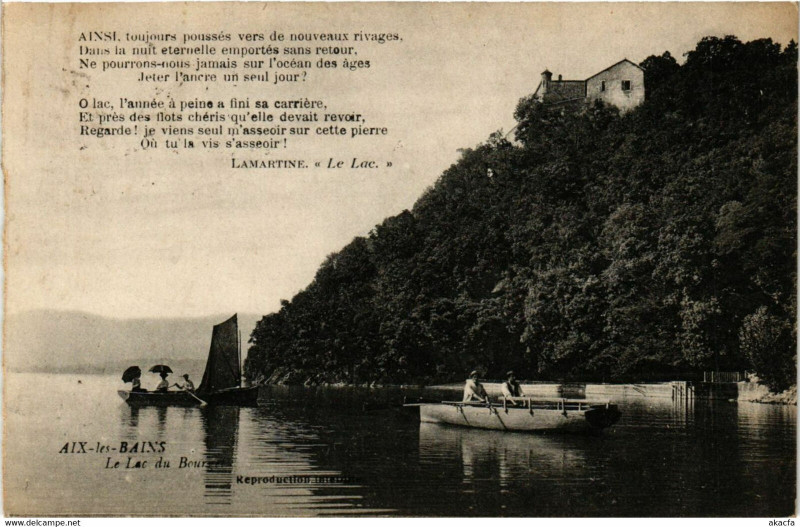 Carte postale ancienne Aix-les-Bains - Le Lac du Bourget à Aix-les-Bains
