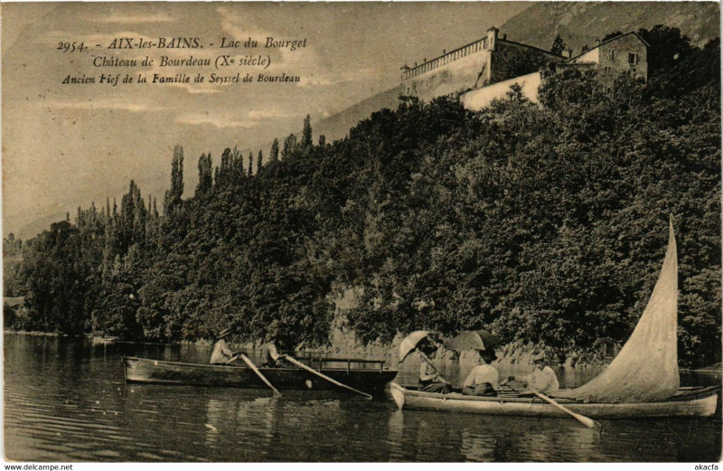Carte postale ancienne Aix-les-Bains - Lac du Bourget - Chateau de Bourdeau à Aix-les-Bains