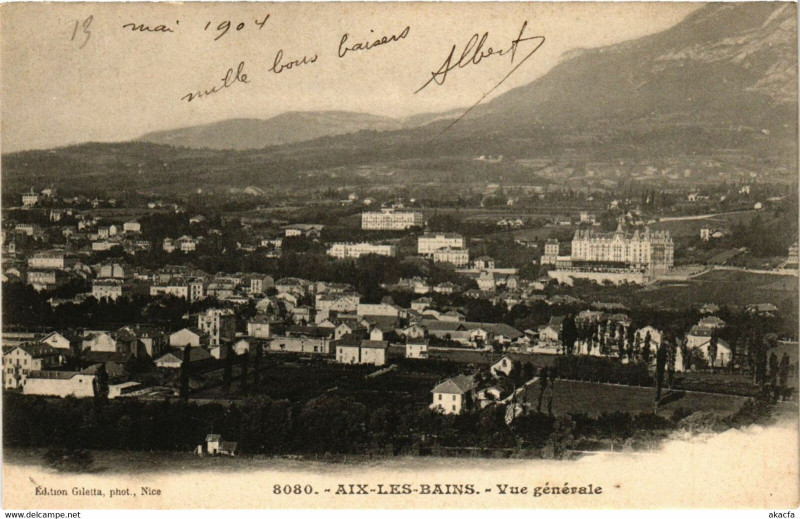 Carte postale ancienne Aix-les-Bains - Vue générale à Aix-les-Bains