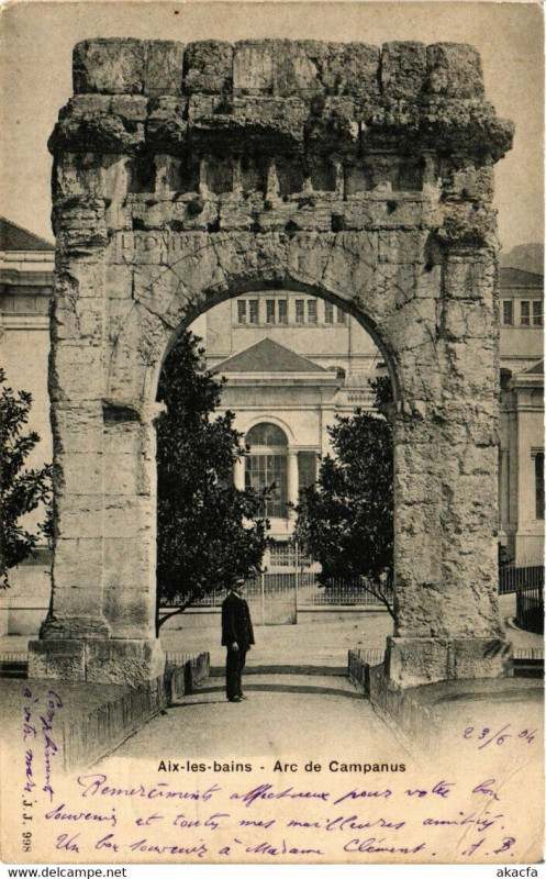 Carte postale ancienne Aix-les-Bains - Arc de Campanus à Aix-les-Bains
