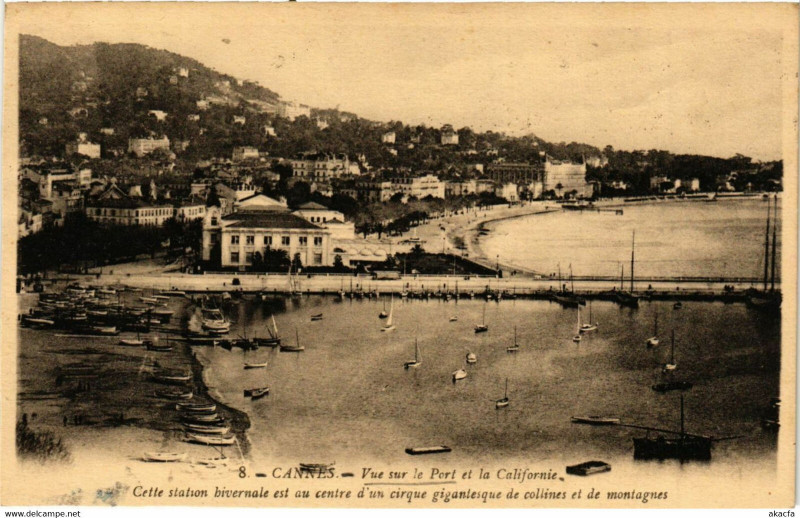 Carte postale ancienne Cannes - Vue sur Port et Californie - Cette station hivernale à Cannes