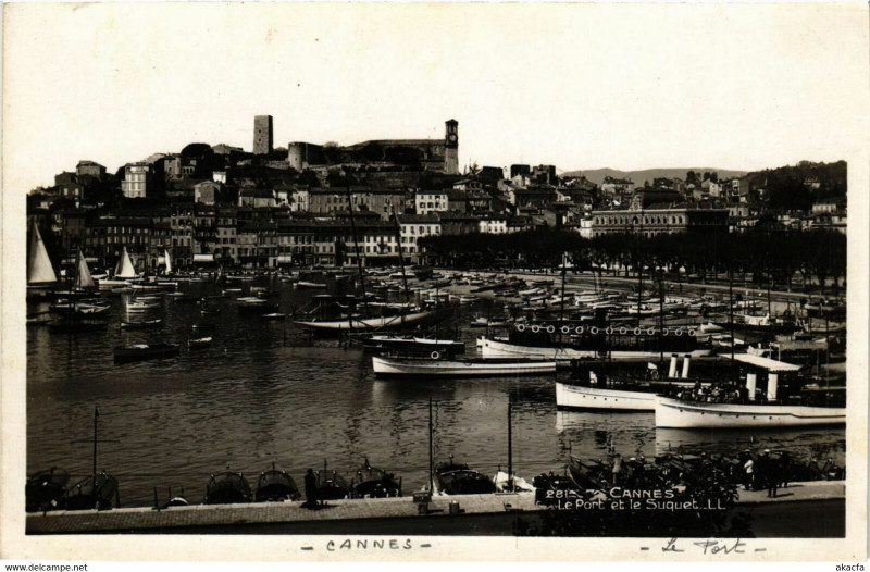 Carte postale ancienne Cannes - Le Port et le Suquet à Cannes