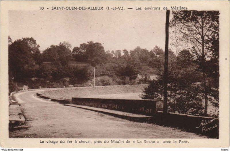 Carte postale ancienne Saint-Ouen-des-Alleux Virage du Fer a Horse à Saint-Ouen-des-Alleux