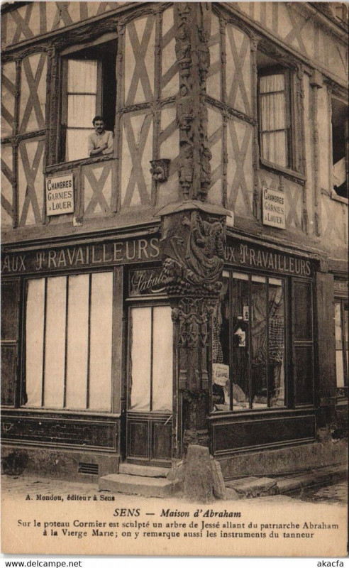 Carte postale ancienne Sens Maison d'Abraham à Sens