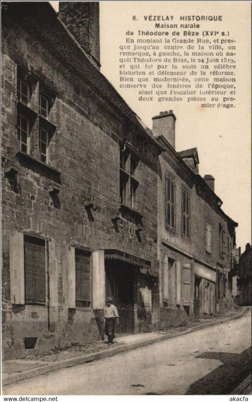 Carte postale ancienne Vezelay Maison Natale de Theodore de Beze