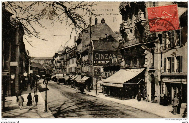 Carte postale ancienne Belfort Le Faubourg de France à Belfort