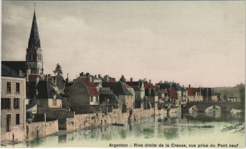 Carte postale ancienne Argenton Vue prise du Pont-Neuf France