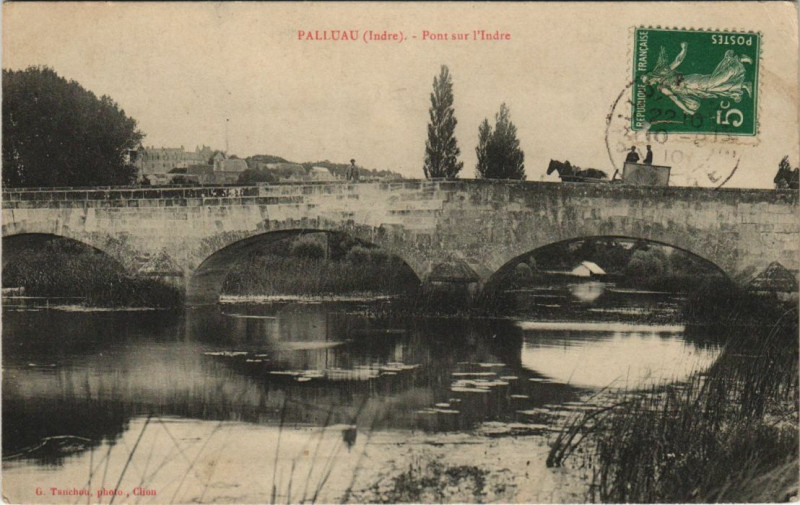 Carte postale ancienne Palluau Pont sur l'Indre France
