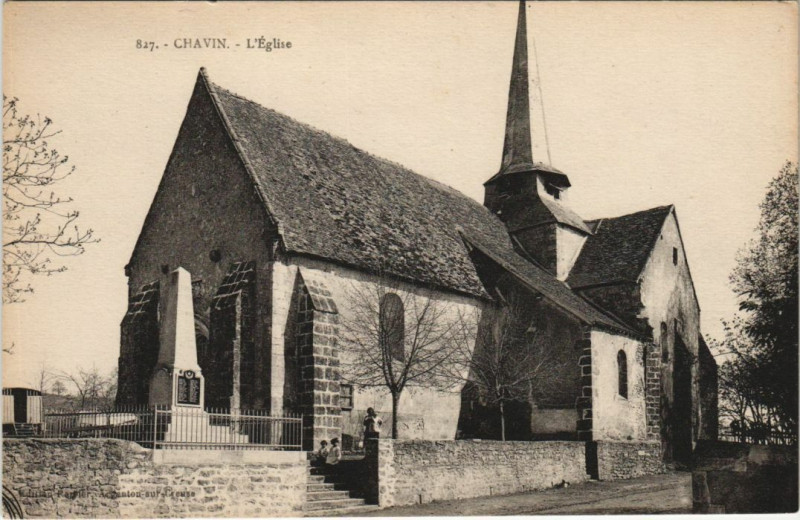 Carte postale ancienne Chavin L'Eglise France à Chavin