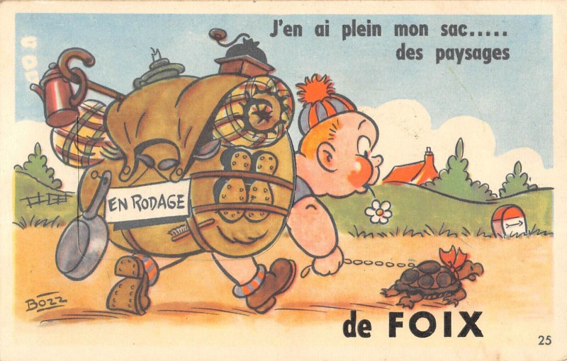 Carte postale ancienne Foix Jolie Cpa A Systeme De Depliant En Rodage à Foix