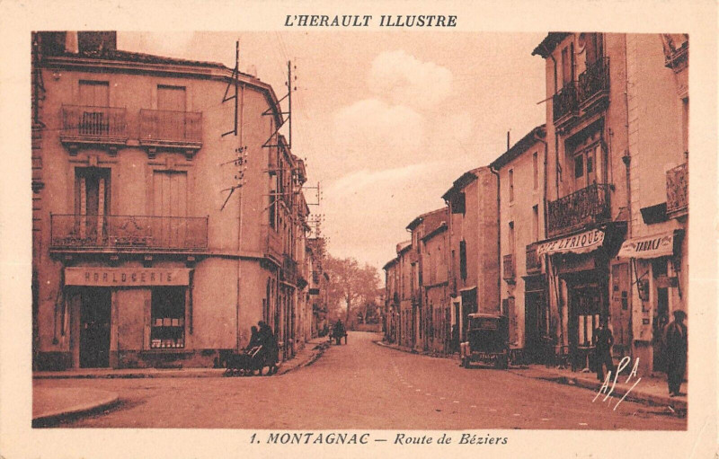 Carte postale ancienne Montagnac Route De Beziers à Montagnac