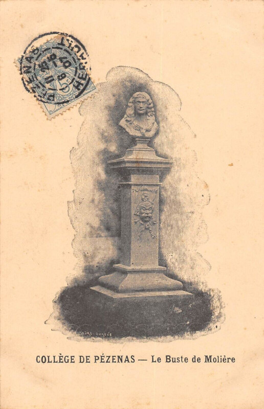 Carte postale ancienne College De Pezenas Le Buste De Moliere (cliché rare