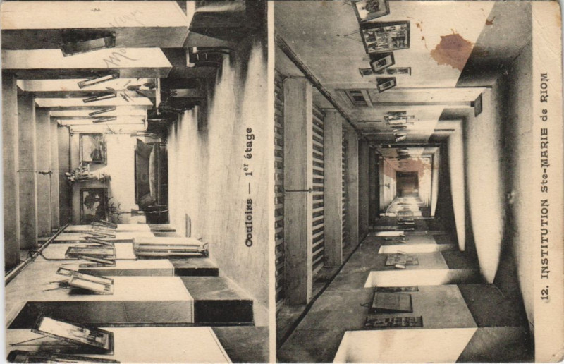 Carte postale ancienne Riom Institution Sainte-Marie à Riom