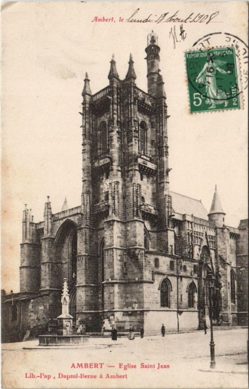 Carte postale ancienne Ambert Eglise Saint-Jean à Ambert