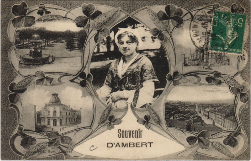Carte postale ancienne Ambert Souvenir d'Ambert - Scenes à Ambert
