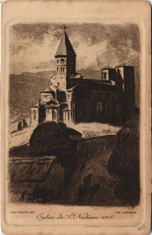 Carte postale ancienne Saint-Nectaire Eglise à Saint-Nectaire