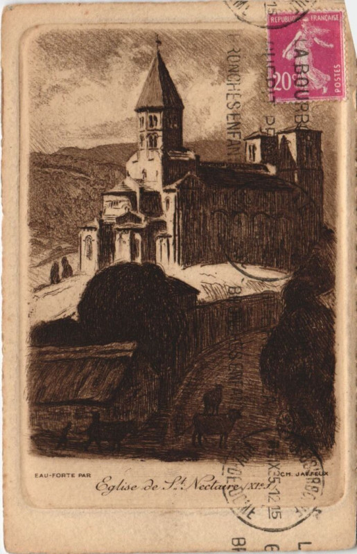 Carte postale ancienne Saint-Nectaire Eglise à Saint-Nectaire