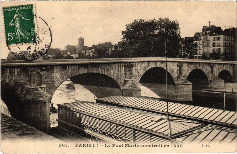 Carte postale ancienne Paris pont marie