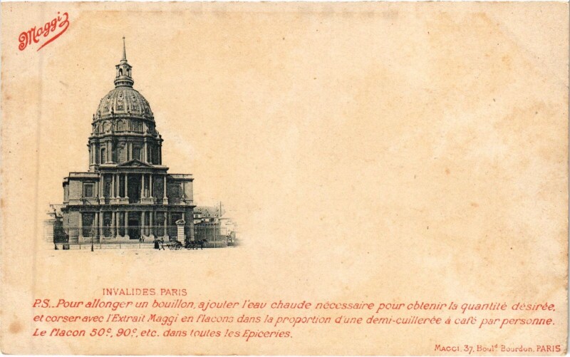 Carte postale ancienne Ad. Maggi Paris Invalides