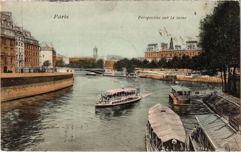 Carte postale ancienne Paris Perspective sur la Seine