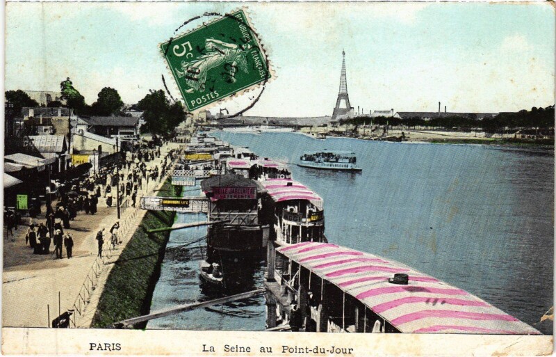 Carte postale ancienne La Seine au Point-du-Jour à Paris 16e