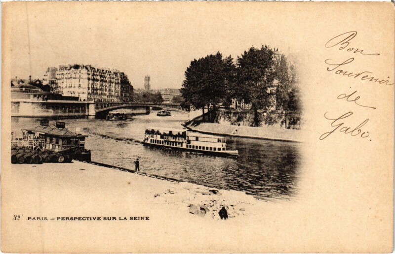 Carte postale ancienne Paris Perspective sur la Seine