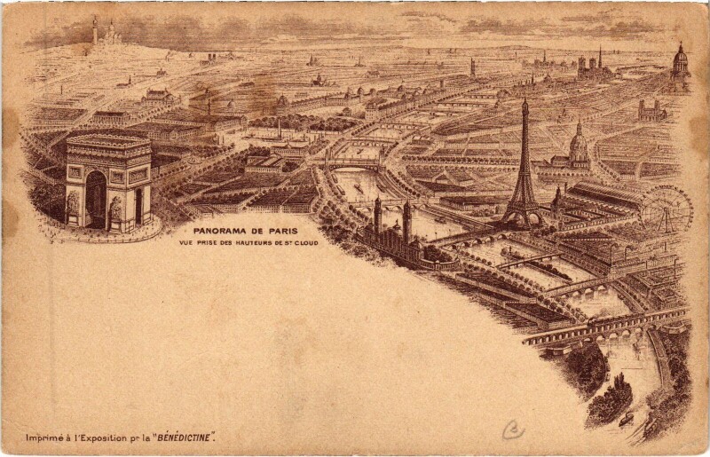 Carte postale ancienne Panorama de Paris - Vue prise des hauteurs de Saint-Cloud à Saint-Cloud