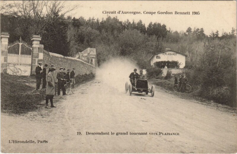 Carte postale ancienne Descendant le Grand Tournant vers Plaisance Coupe Gordon Bennett