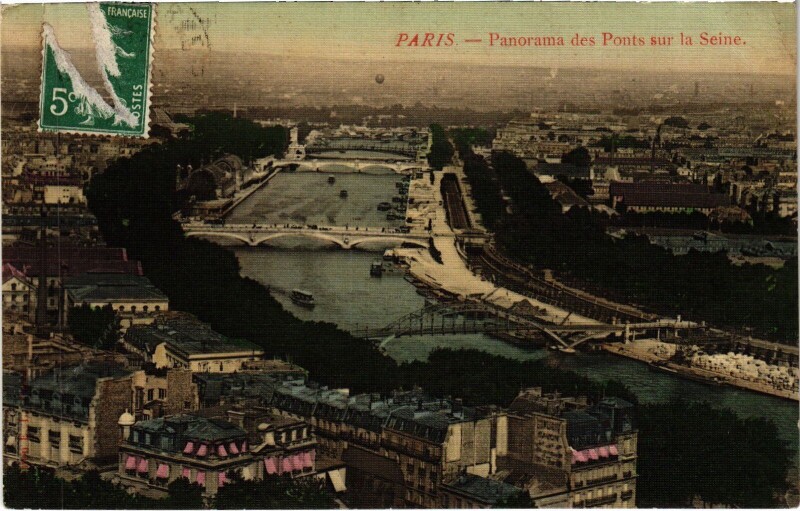 Carte postale ancienne Paris Panorama les sept ponts