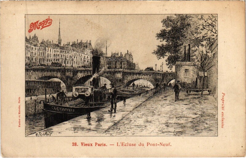 Carte postale ancienne Paris Ecluse du pont-Neuf à Paris 6e