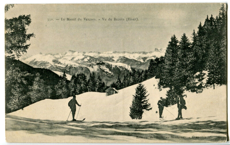 Carte postale ancienne Isère Le Massif du Vercors Vu du Recoin Sports d'Hiver ski