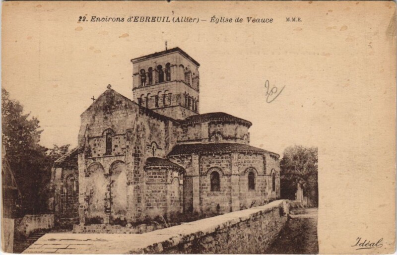 Carte postale ancienne Env.d'Ebreuil Eglise de Veauce France à Veauce