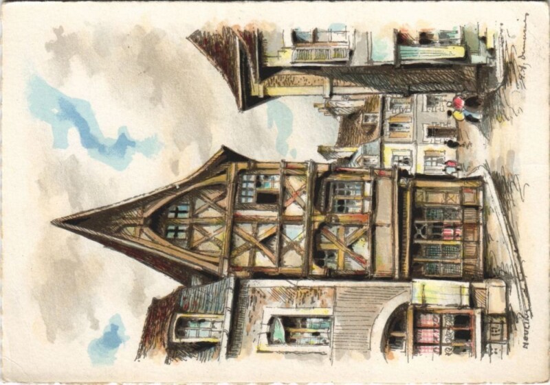 Carte postale ancienne Moulins Maisons du Xv France à Moulins