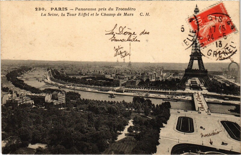 Carte postale ancienne Paris Panorama Tour Eiffel
