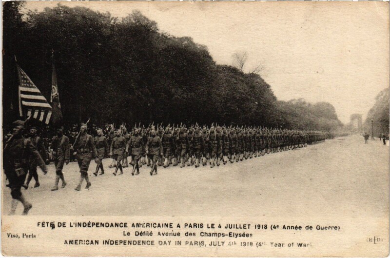 Carte postale ancienne Fête de l'indépendance Américaine à Paris le 4 Juillet 1918 à Paris 8e