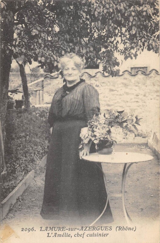 Carte postale ancienne L'Amelie Chef Cuisinier Lamure Sur Azergue