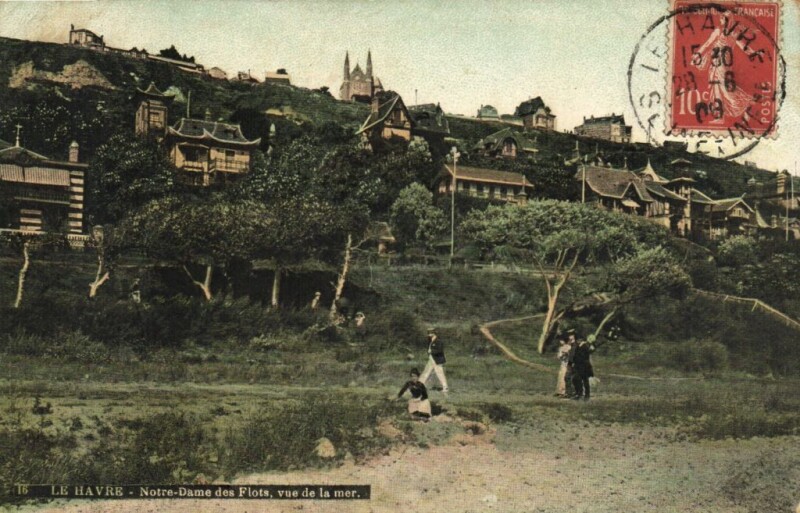 Carte postale ancienne Le Havre - Notre-Dame des Flots vue de la mer au Havre