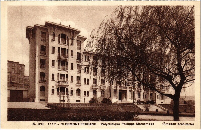 Carte postale ancienne Clermont-Ferrand Polyclinique Philippe Marcombes à Clermont-Ferrand