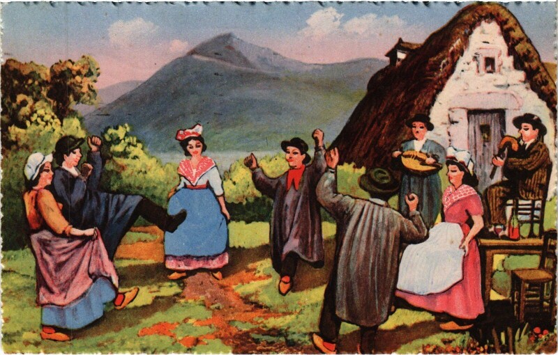 Carte postale ancienne La Bourree - Folklore