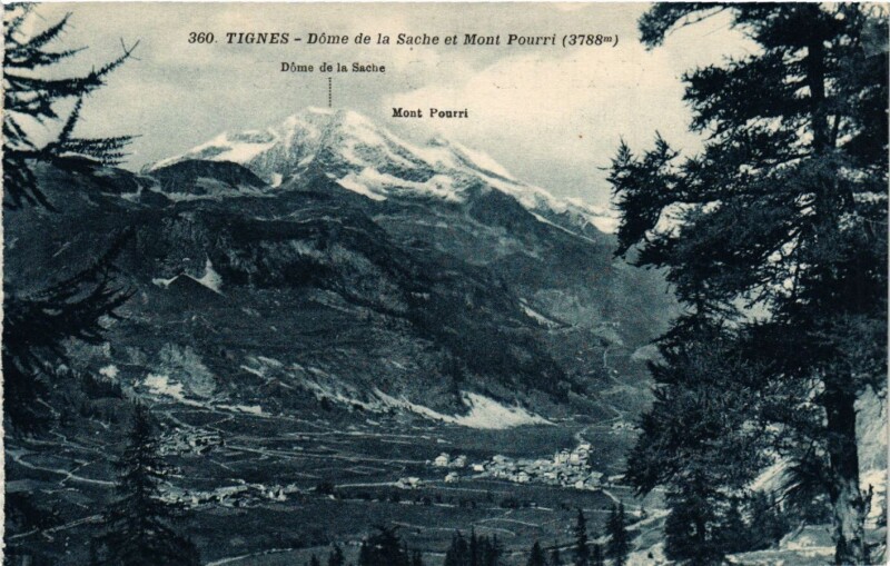 Carte postale ancienne Tignes - Dome de la Sache et Mont Pourri à Tignes