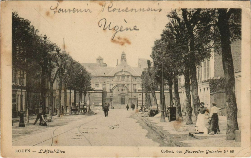 Carte postale ancienne Rouen - L'hotel dieu à Rouen